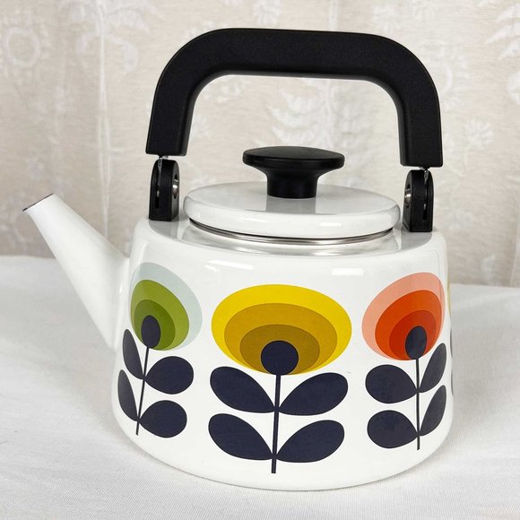 Orla Kiely Kitchen Orla Kiely Enamel Tea Kettle 7s Retro Floral